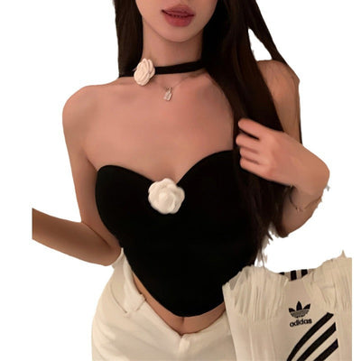 Damen Top mit floralen Applikationen und elegantem Schnitt Fudus