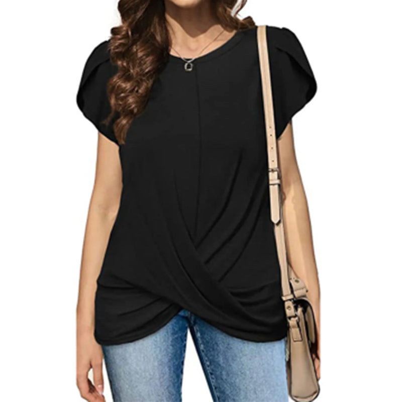 Damen lässiges T-Shirt mit elegantem Knoten Fudus