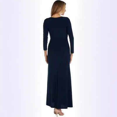 Damen elegantes Maxikleid mit lässigem Schnitt und tiefem V-Ausschnitt Fudus