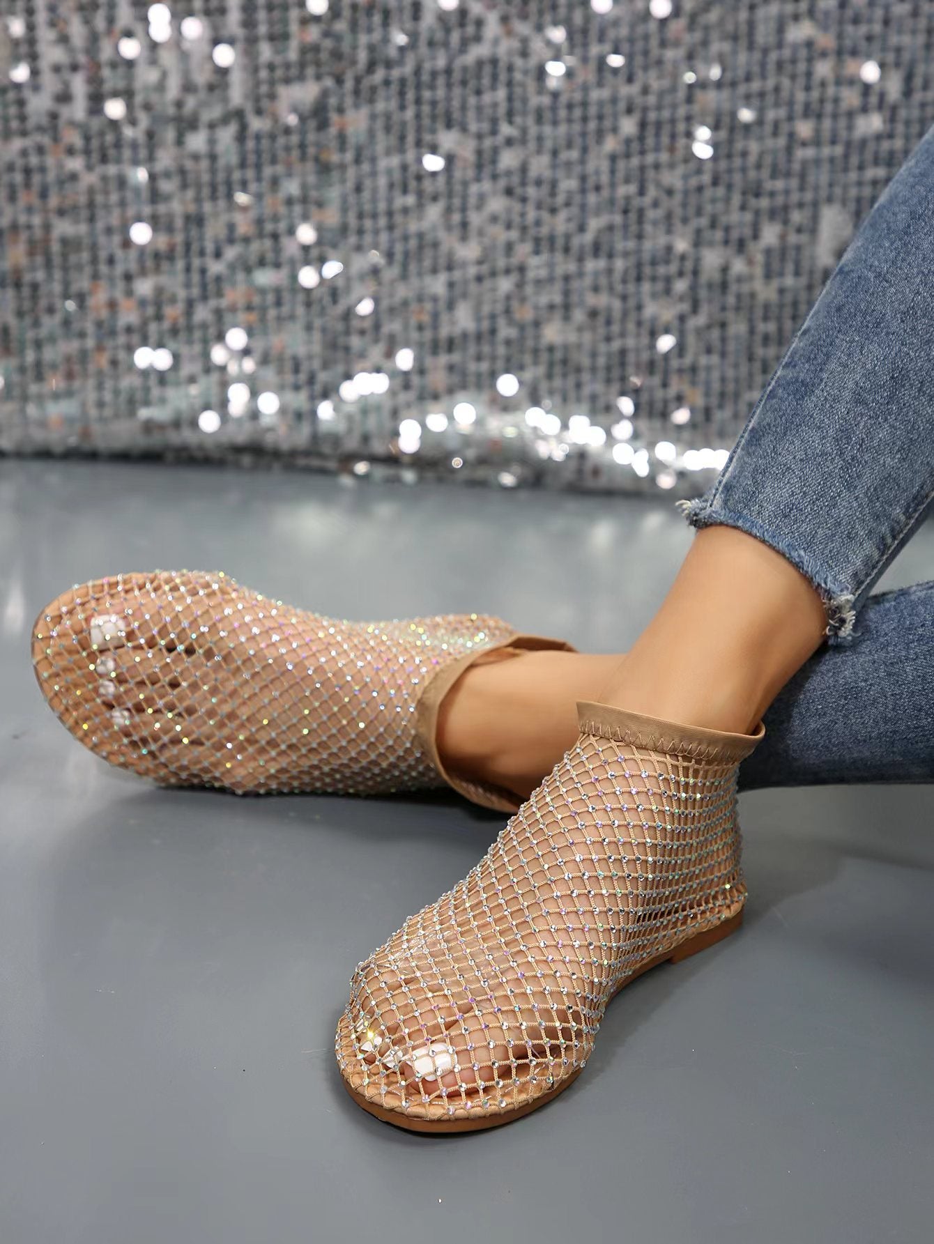 Damen modische Netzschuhe mit glitzernden Akzenten und bequemer Passform Fudus