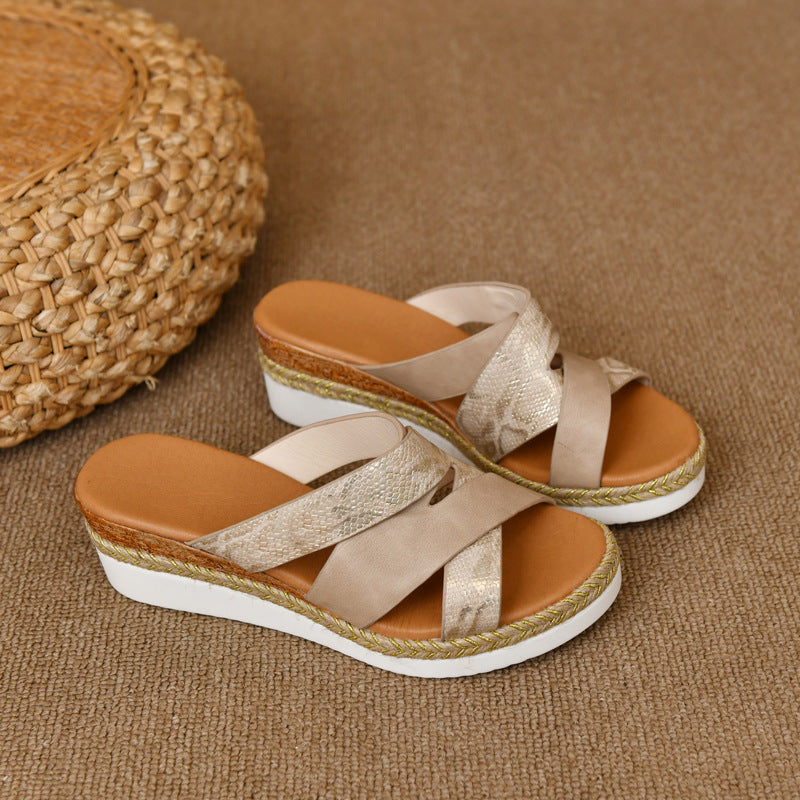 Damen Sandalen mit erhöhtem Absatz und schickem verschlungenem Design Fudus