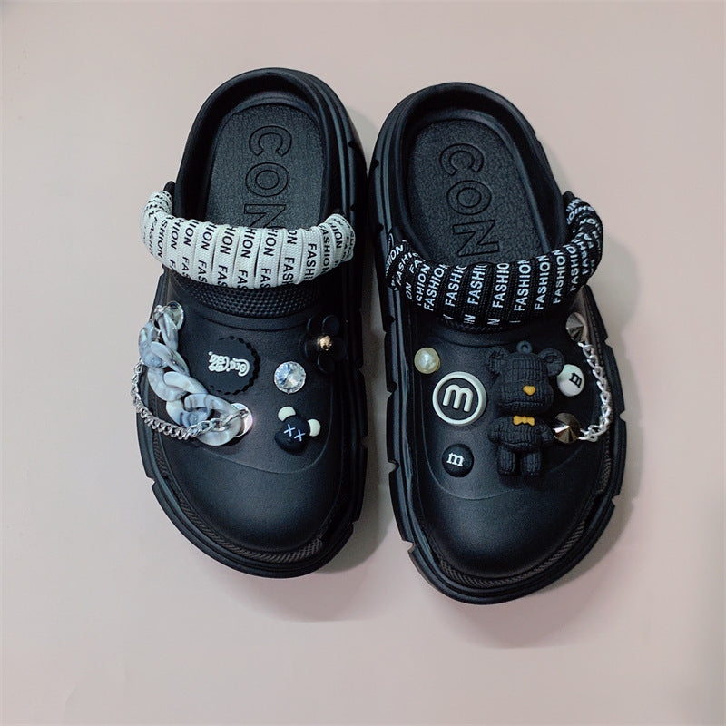 Damen Verspielte Clogs mit bunten Verzierungen und charmanten Applikationen Fudus