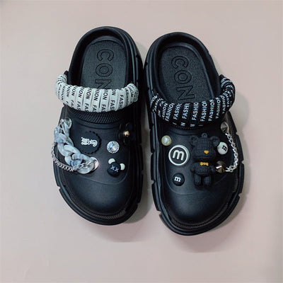 Damen Verspielte Clogs mit bunten Verzierungen und charmanten Applikationen Fudus