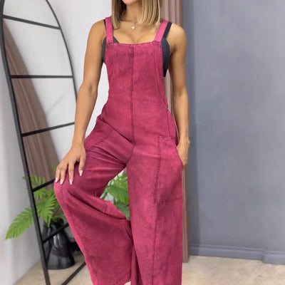 Damen Latzhose im modernen Vintage-Design mit weitem Bein Fudus