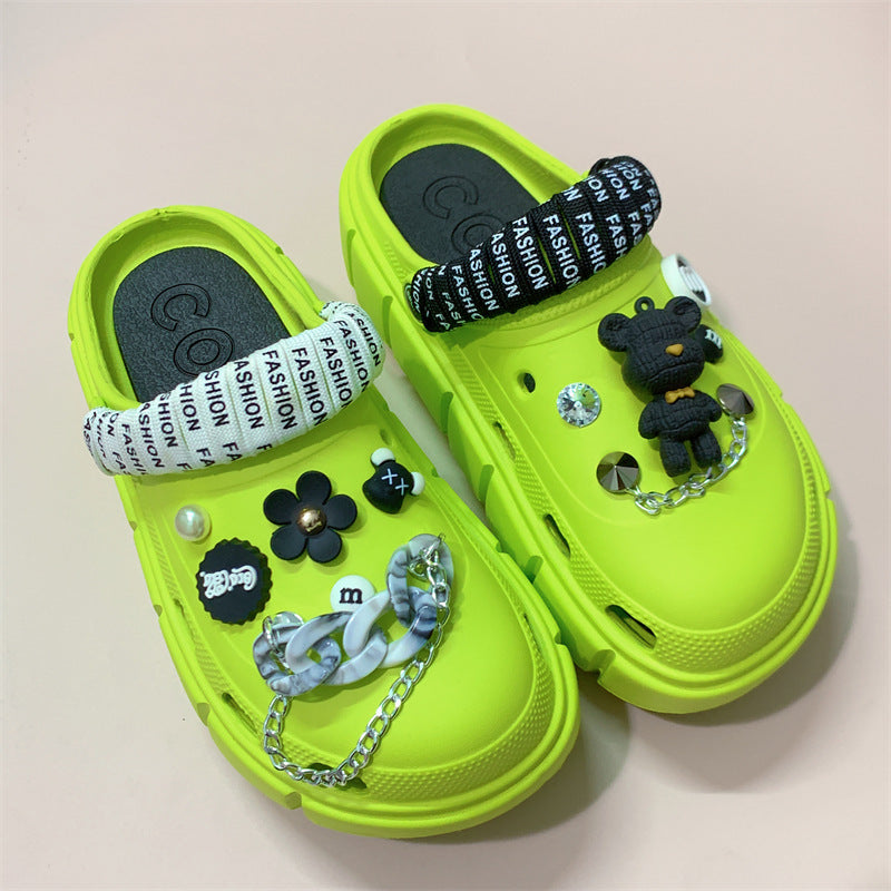 Damen Verspielte Clogs mit bunten Verzierungen und charmanten Applikationen Fudus