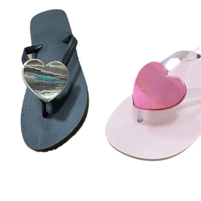 Damen Elegante und bequeme Flip-Flops mit Herzapplikation Fudus