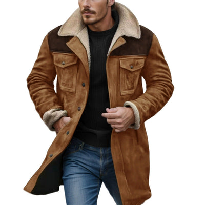 Herren stylische Lammfell-Bomberjacke mit warmem Teddyfell-Futter Aliams