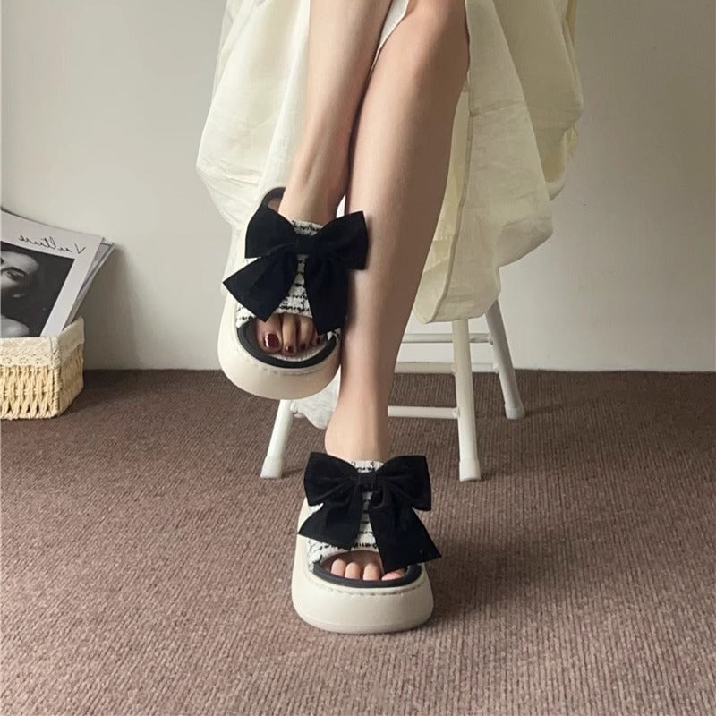 Damen Glamouröse Hausschuhe mit stilvollem Schleifen-Design Fudus