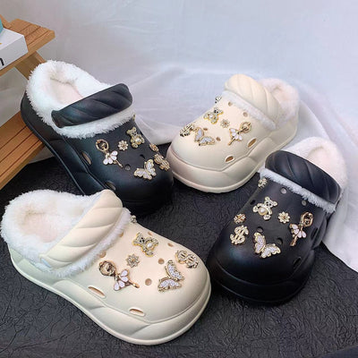 Damen Kuschelige Clogs mit glamourösen Verzierungen Fudus