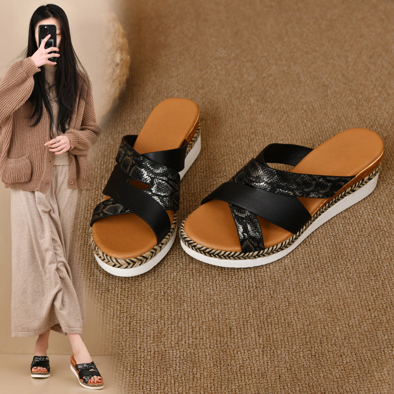 Damen Sandalen mit erhöhtem Absatz und schickem verschlungenem Design Fudus