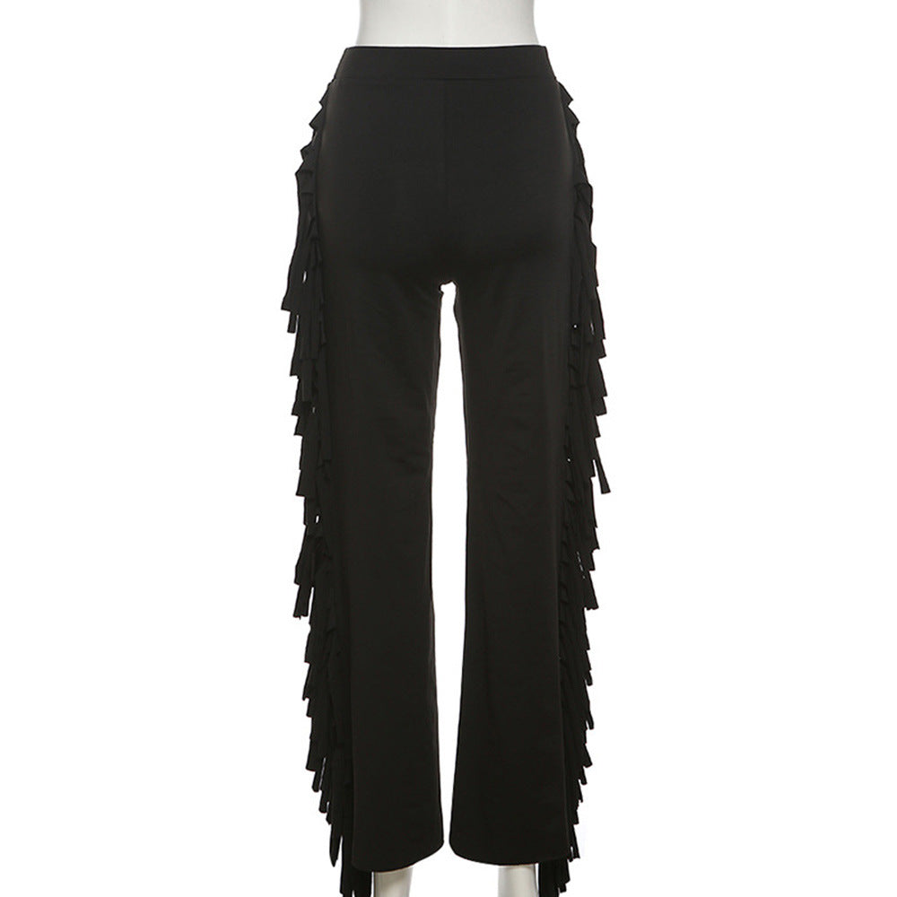 Damen Palazzo-Hose mit fransigen Details Fudus