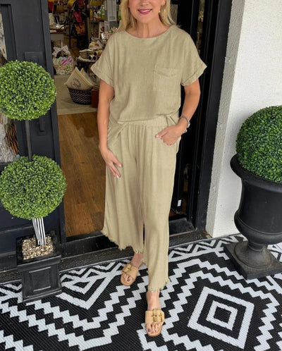 Damen Lässiger Jumpsuit mit seitlichem Puffärmel und elastischem Taillenbund Fudus