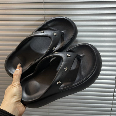 Damen Komfortable Modische Zehentrenner mit elegantem Sternen-Schmuck Fudus