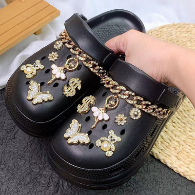 Damen Verzierte Clogs mit Glamourösen Schmuckdetails Fudus