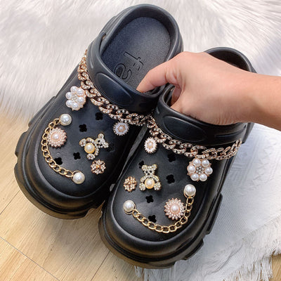 Damen Dekorative Clogs mit funkelnden Applikationen und modischen Verzierungen Fudus