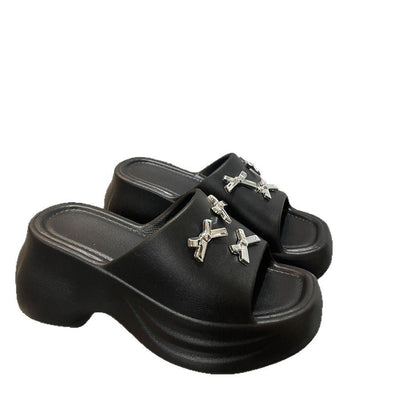 Damen elegante Pantoletten mit modischem Schmuckdetail Fudus