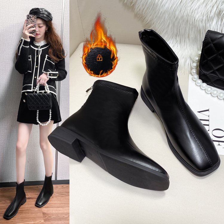 Damen Stiefeletten im eleganten minimalistischen Design mit seitlichem Reißverschluss und bequemer Sohle Fudus