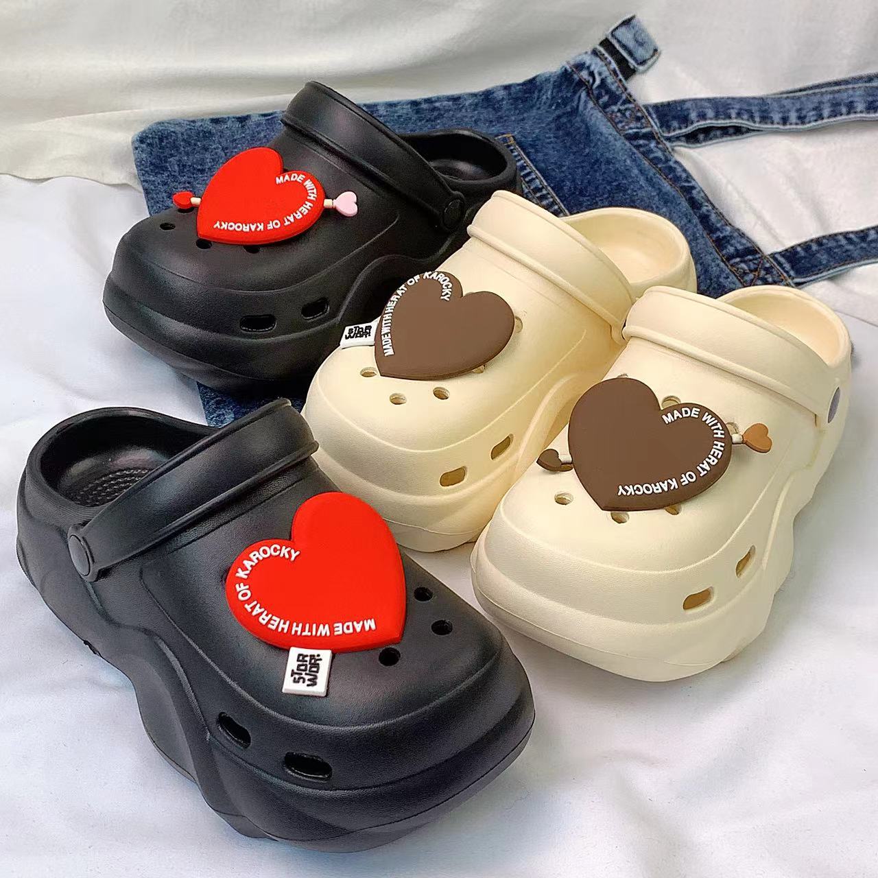 Damen Komfortable Clogs mit Herzen-Applikation und atmungsaktiver Sohle Fudus