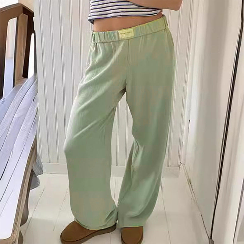 Damen lässige Palazzo-Hosen aus leichtem, atmungsaktivem Stoff mit elastischem Bund Fudus