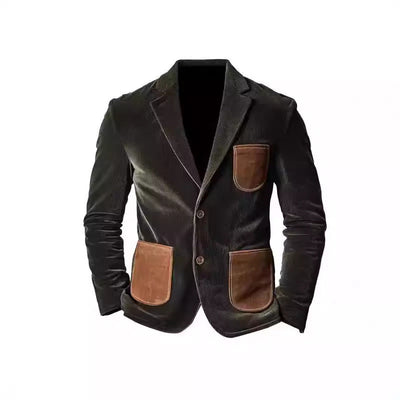 Herren eleganter Cord-Blazer mit Kontrasttaschen Aliams