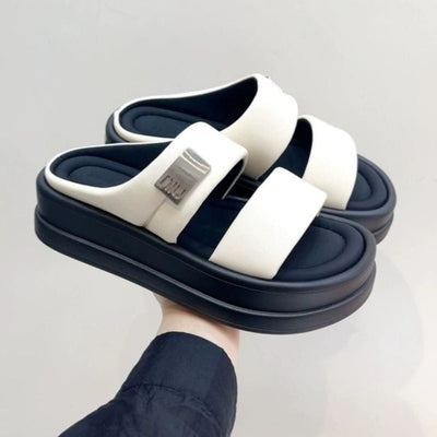 Damen Komfortable Plateau-Sandalen mit breiten Riemen und ergonomischem Fußbett Fudus