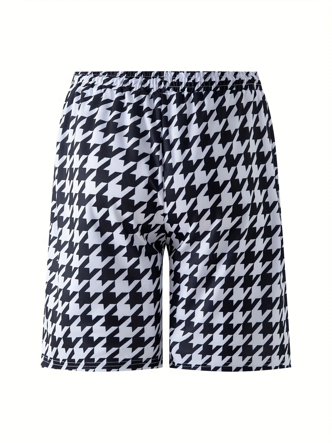 Herren Badeshorts mit stylischem Hahnentrittmuster und praktischen Seitentaschen Fudus