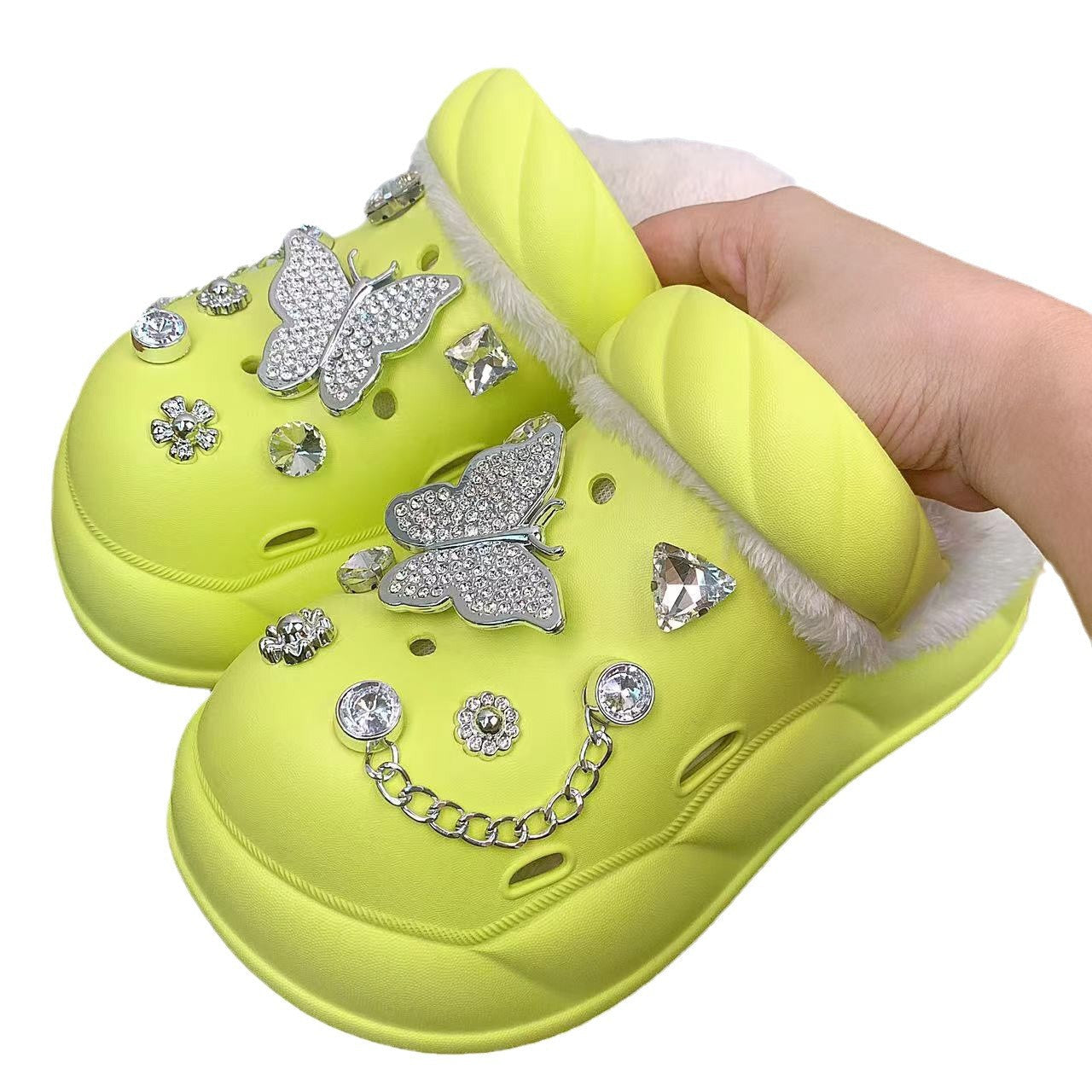 Damen Komfortable und luxuriöse Clogs mit glamourösem Schmuckdetail und weichem Futter Fudus