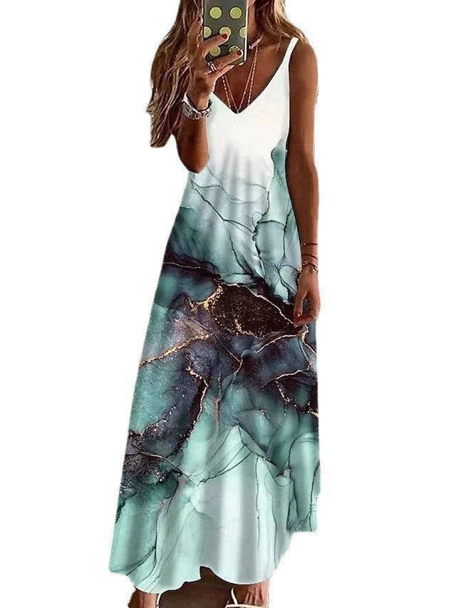 Damen Elegantes Maxikleid mit angesagtem Marmor-Design Fudus