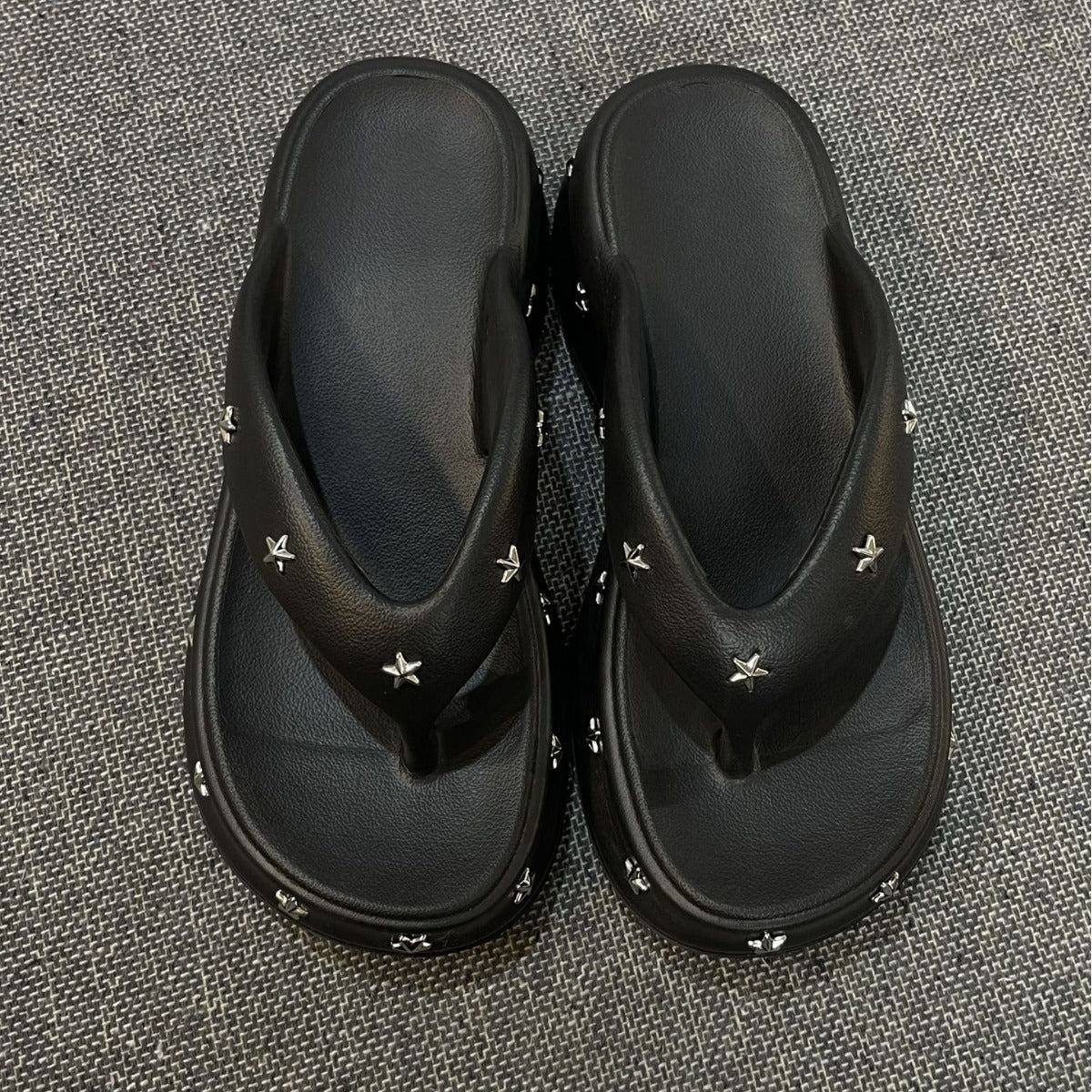 Damen Komfortable Slides mit glamourösen Sternenapplikationen Fudus