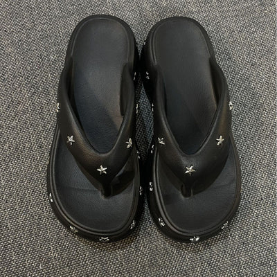 Damen Komfortable Slides mit glamourösen Sternenapplikationen Fudus