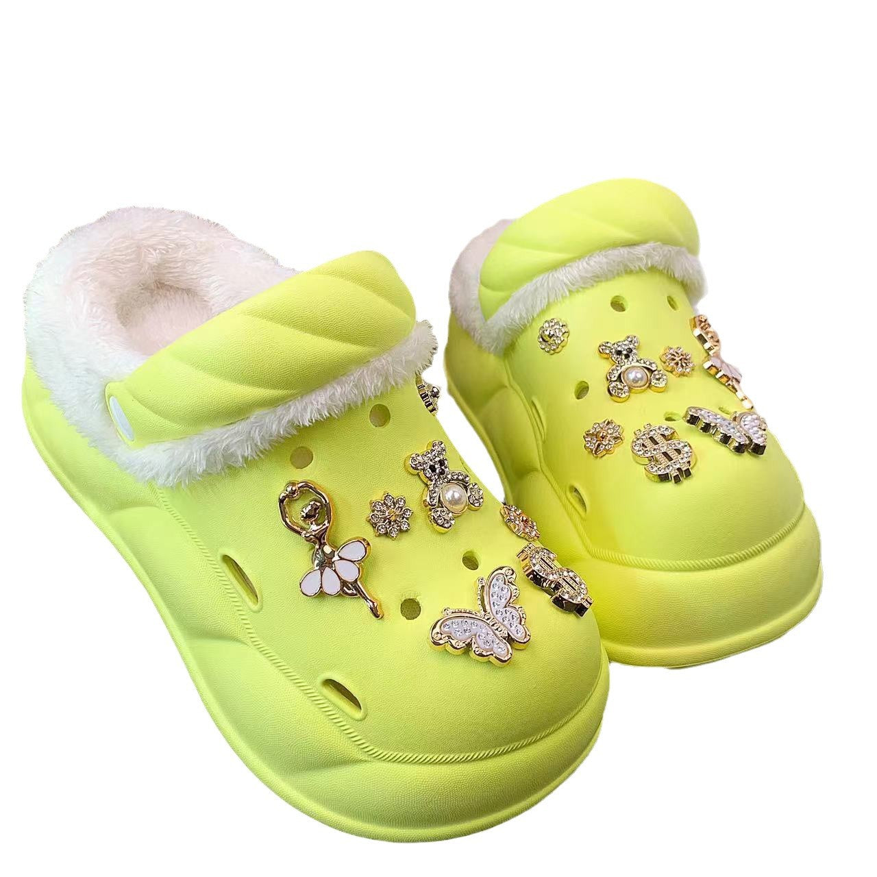 Damen Kuschelige Clogs mit glamourösen Verzierungen Fudus