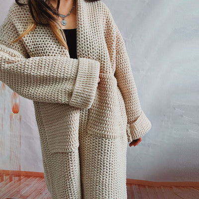 Strickcardigan mit Taschen | Grobstrick | Langer Schnitt