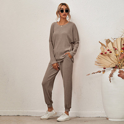 Damen Relaxed-Fit Loungeanzug mit elastischem Bund und praktischen Taschen Fudus