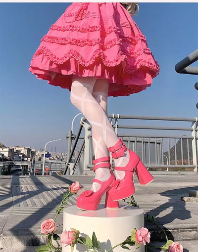 Damen Glamouröse Plateau-Sandalen mit verstellbaren Riemen und robustem Absatz Fudus