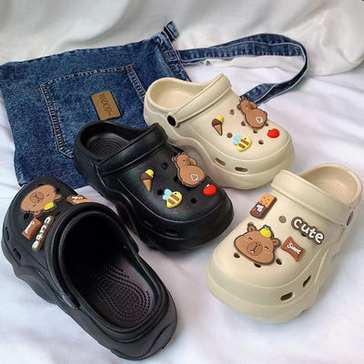 Damen Clogs mit lustigen Tiermotiven und dekorativen Applikationen Fudus