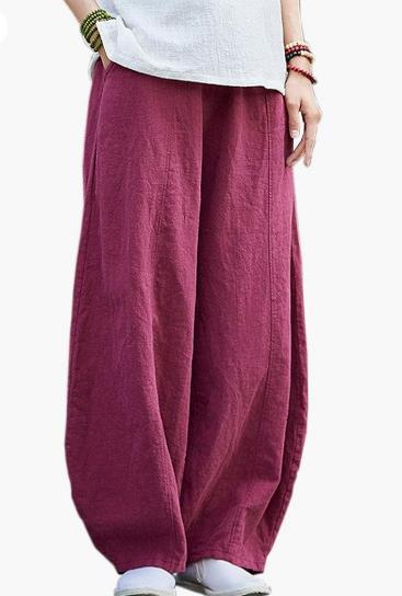 Damen Leichte und luftige Palazzo-Hose mit weitem Schnitt Fudus