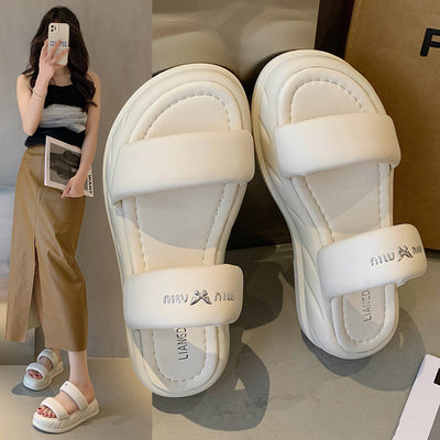 Damen Summer Slide Sandalen mit breitem gepolstertem Riemen und rutschfester Sohle Fudus