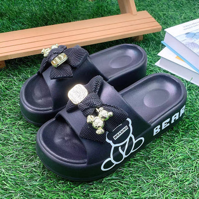 Damen Verspielte Hausschuhe mit Teddy-Design und charmanten Verzierungen Fudus