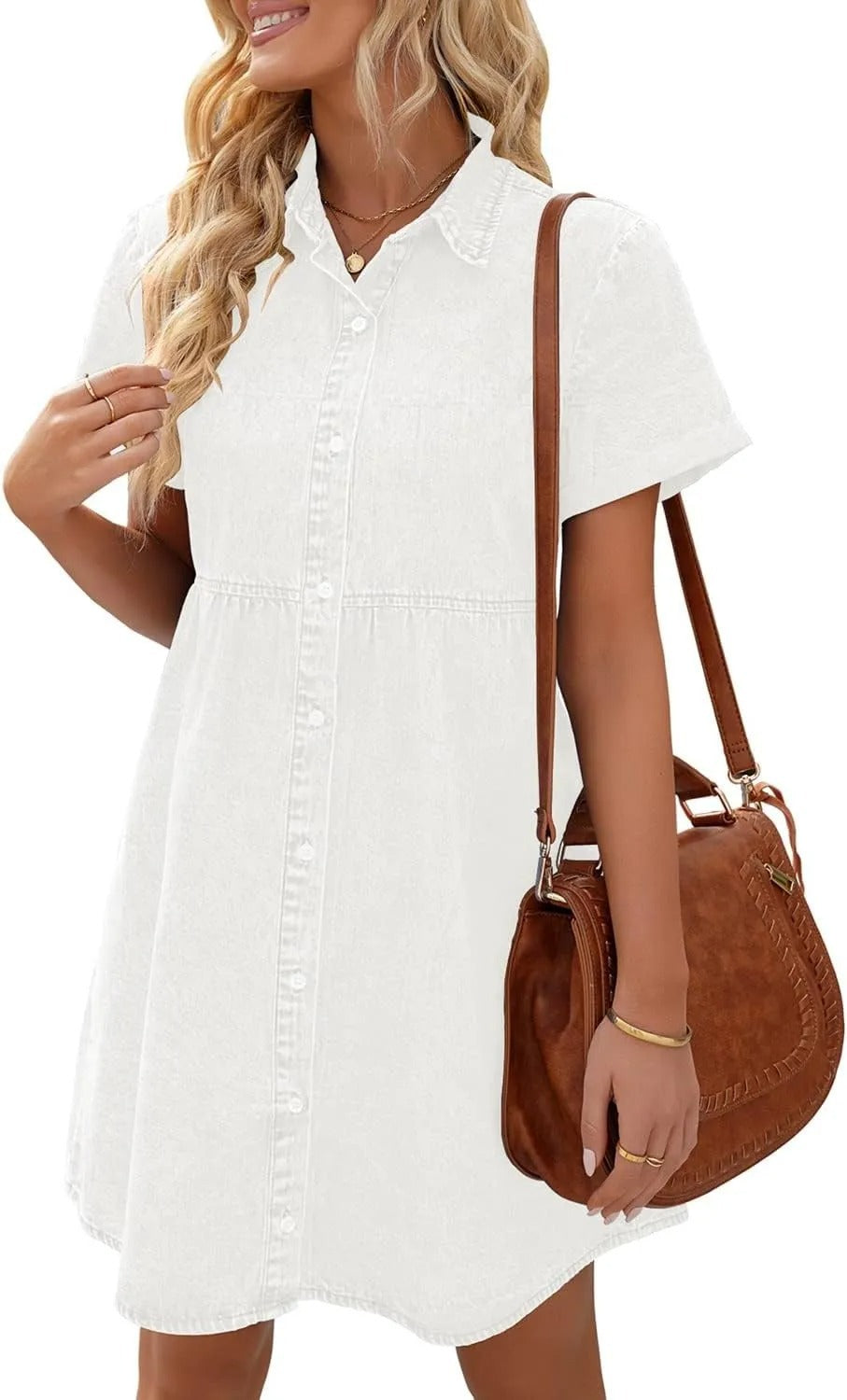 Damen Jeanshemdkleid im lässigen Schnitt mit Knopfdetails Fudus