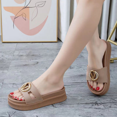 Damen Modische Pantoletten mit luxuriösem Schmuckdetail und rutschfester Sohle Fudus