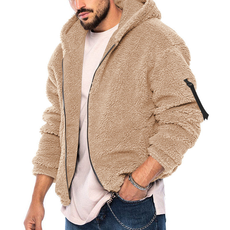 Herren Teddy-Fleece-Jacke mit Kapuze Fudus