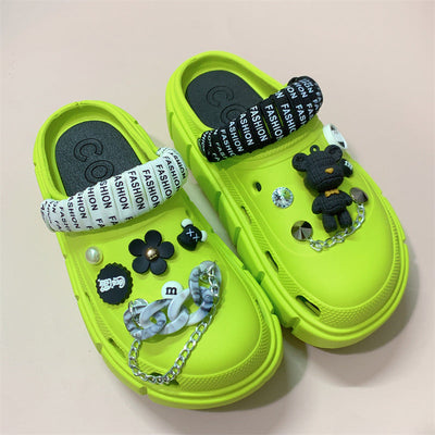 Damen Verspielte Clogs mit bunten Verzierungen und charmanten Applikationen Fudus