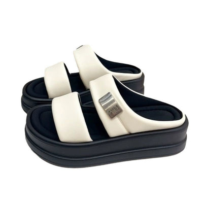 Damen Komfortable Plateau-Sandalen mit breiten Riemen und ergonomischem Fußbett Fudus