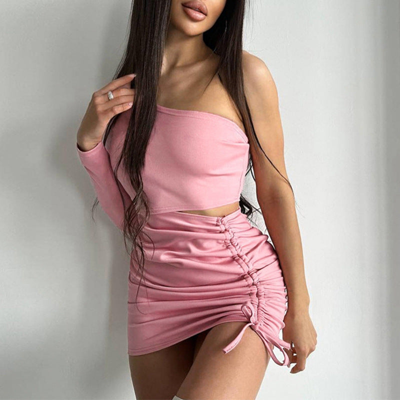 Damen Wickelkleid mit asymmetrischem Ausschnitt und raffinierten Raffungselementen Fudus