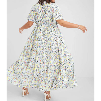 Damen Maxikleid mit floralem Muster und seitlichem Schlitz Fudus