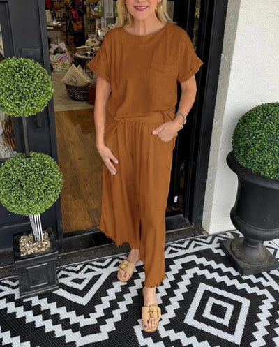 Damen Lässiger Jumpsuit mit seitlichem Puffärmel und elastischem Taillenbund Fudus