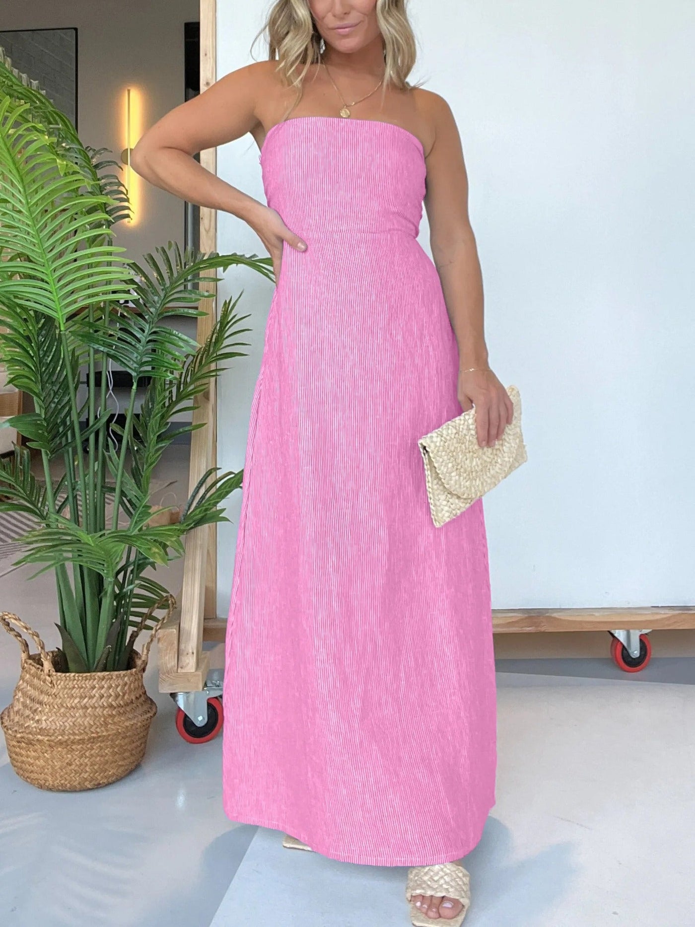 Damen Maxikleid mit schmalem, gerafftem Oberteil und asymmetrischem Saum Fudus