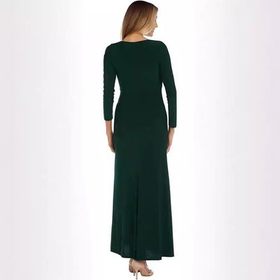 Damen elegantes Maxikleid mit lässigem Schnitt und tiefem V-Ausschnitt Fudus