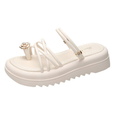 Damen Stylish Riemchen-Sandalen mit dekorativem Schmuckdetail und rutschfester Sohle Fudus