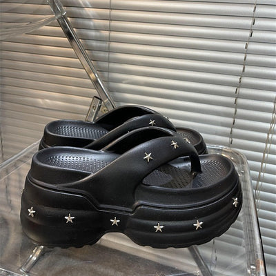 Damen Trendige Plateau-Sandalen mit Sternenverzierung Fudus